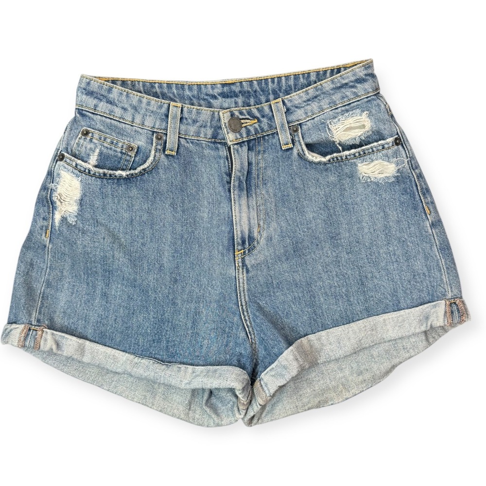 Carmar Distressed Cuffed Hi-Rise Mom Jean Shorts‎ 26
